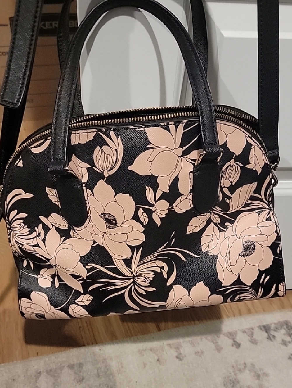 kate spade Black & Pink Floral Dome Satchel with Black Wallet - Picture 7 of 17